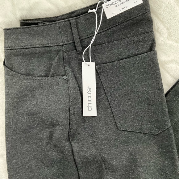 NWT Chico’s Graphite Gray Slim Leg Jean Cut Ponte Pants Sz 2R (12R) - Picture 3 of 6